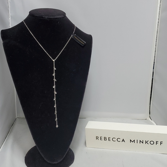 Rebecca minkoff silver floating triangle Y necklace - Picture 1 of 8